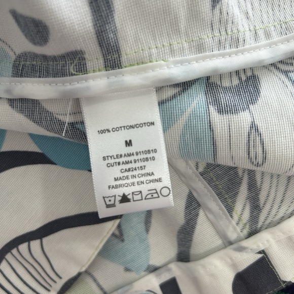 Abbie Mags Women's Size Medium‎ 100% Cotton Floral Blazer White Blue Green - Picture 9 of 10